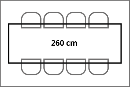 260 cm 8 Personen/Stoelen
