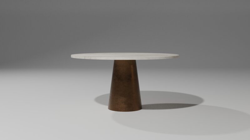 Kwartsiet Eettafel Rond Taj Mahal Beige Cone Brons
